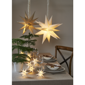 Ljusslinga December, 8 st tredimensionella vita stjärnor