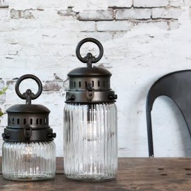 Fransk stall lykta i zink med timer, Chic Antique