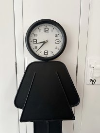Väggklocka, Flicka, plåt, rustik