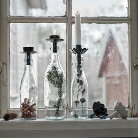 Värmeljushållare svart för flaska, Strömshaga