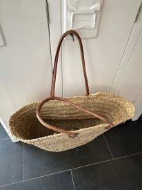 Stråväska, Korg, Bruna läderremmar, SidSid