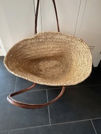 Stråväska, Korg, Bruna läderremmar, Sidsid