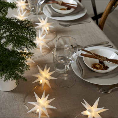 Ljusslinga December, 8 st tredimensionella vita stjärnor