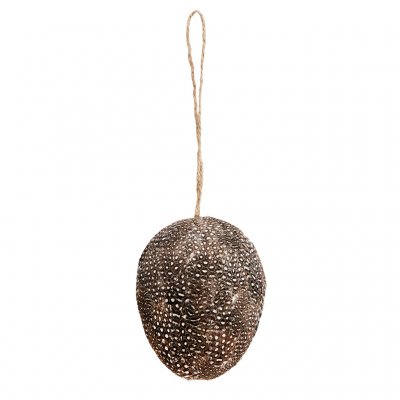 Påskägg Med Svart/Vita Prickiga Fjädrar 9 cm, Madam Stoltz