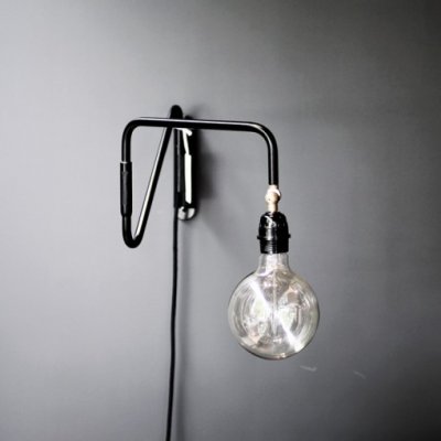 Vägglampa Svart metall med sladd - Svängbar arm, Tine K Home