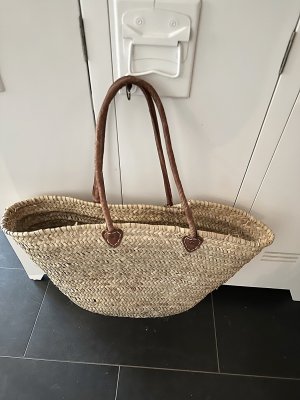 Stråväska, Korg, Bruna läderremmar, Sidsid