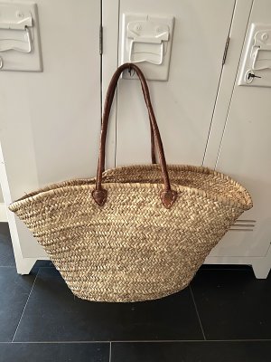Stråväska, Korg, Bruna läderremmar, Sidsid